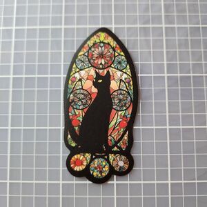 10 for $10 Sticker Stained Glass Black Cat Theme